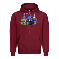 Burgundy 4th of July gnomes with truck Zipper Hoodie - CowGirlArtShop