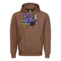 Chestnut 4th of July gnomes with truck Zipper Hoodie - CowGirlArtShop