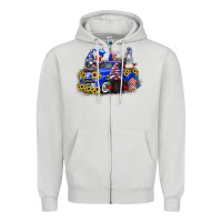 Dove Grey 4th of July gnomes with truck Zipper Hoodie - CowGirlArtShop