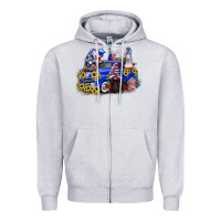 Heather Grey 4th of July gnomes with truck Zipper Hoodie - CowGirlArtShop