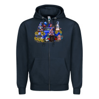 Navy 4th of July gnomes with truck Zipper Hoodie - CowGirlArtShop