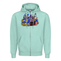Seafoam 4th of July gnomes with truck Zipper Hoodie - CowGirlArtShop