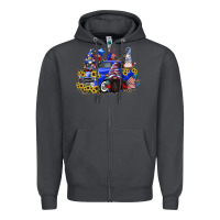 Smoke 4th of July gnomes with truck Zipper Hoodie - CowGirlArtShop