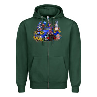 Sports Green 4th of July gnomes with truck Zipper Hoodie - CowGirlArtShop