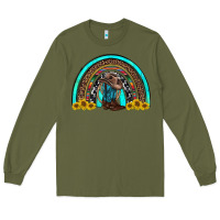 Army Green western cowboy boots sunflowers rainbow Long Sleeve Tee - RanaPortraitStore