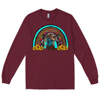 Burgundy western cowboy boots sunflowers rainbow Long Sleeve Tee - RanaPortraitStore