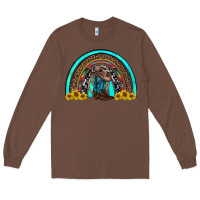 Chestnut western cowboy boots sunflowers rainbow Long Sleeve Tee - RanaPortraitStore
