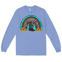Colony Blue western cowboy boots sunflowers rainbow Long Sleeve Tee - RanaPortraitStore