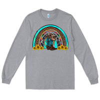 Heather Grey western cowboy boots sunflowers rainbow Long Sleeve Tee - RanaPortraitStore