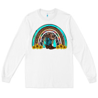 White western cowboy boots sunflowers rainbow Long Sleeve Tee - RanaPortraitStore