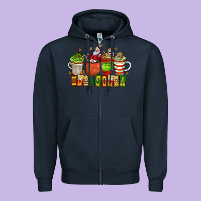 Hot Cocoa Zipper Hoodie Designed By Cowhidedigitalart