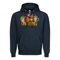 Navy hot cocoa Zipper Hoodie - CowhideDigitalArt