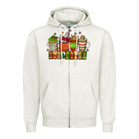 Oatmeal Heather hot cocoa Zipper Hoodie - CowhideDigitalArt