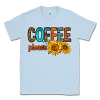 Dusty Blue coffee please western doodle letters Classic Tee - FaDigitalArtStudio