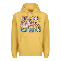 Antique Gold reading fiction is my addiction Premium Hoodie - MaliasSmallBusiness