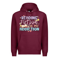 Burgundy reading fiction is my addiction Premium Hoodie - MaliasSmallBusiness