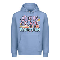 Colony Blue reading fiction is my addiction Premium Hoodie - MaliasSmallBusiness
