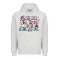 Dove Grey reading fiction is my addiction Premium Hoodie - MaliasSmallBusiness