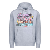 Heather Grey reading fiction is my addiction Premium Hoodie - MaliasSmallBusiness