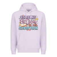Lilac reading fiction is my addiction Premium Hoodie - MaliasSmallBusiness
