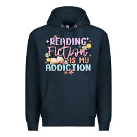 Navy reading fiction is my addiction Premium Hoodie - MaliasSmallBusiness
