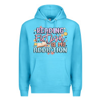 Ocean Blue reading fiction is my addiction Premium Hoodie - MaliasSmallBusiness