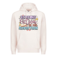 Pale Pink reading fiction is my addiction Premium Hoodie - MaliasSmallBusiness