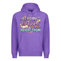 Purple reading fiction is my addiction Premium Hoodie - MaliasSmallBusiness