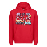 Red reading fiction is my addiction Premium Hoodie - MaliasSmallBusiness