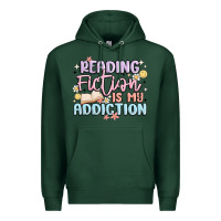 Sports Green reading fiction is my addiction Premium Hoodie - MaliasSmallBusiness