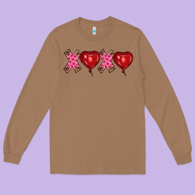 Valentine's Day Xoxo Heart Balloon Long Sleeve Tee Designed By Ranaportraitstore