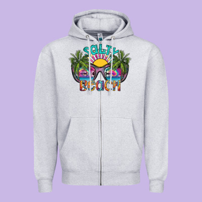 Salty Beach Zipper Hoodie Designed By Sublimationcraftshop