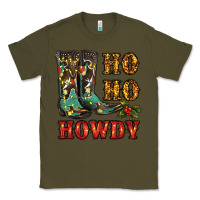 Army Green christmas cowboy boots ho ho howdy Classic Tee - RanaPortraitStore