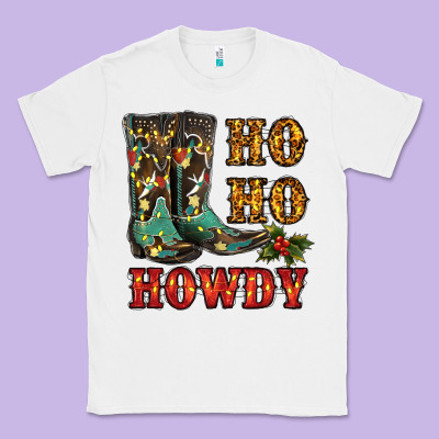 Christmas Cowboy Boots Ho Ho Howdy Classic Tee Designed By Ranaportraitstore