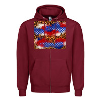 Burgundy 4th of July USA flag leopard 20oz tumbler Zipper Hoodie - Neo Western
