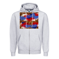 Heather Grey 4th of July USA flag leopard 20oz tumbler Zipper Hoodie - Neo Western