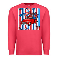 Cardinal 4th of july seamless pattern truck Premium Sweatshirt - BundleAndBundleShop