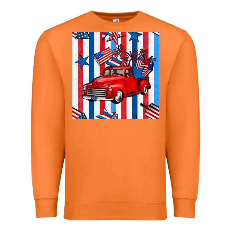 4th Of July Seamless Pattern Truck Premium Sweatshirt by BundleAndBundleShop | Teevron