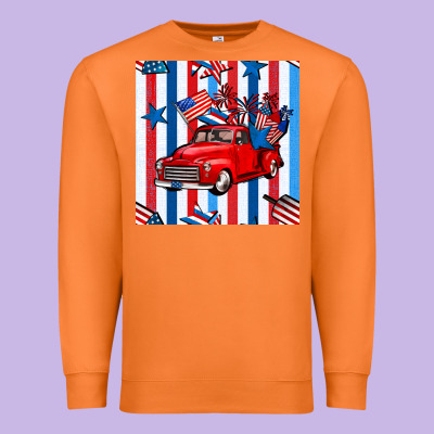 4th Of July Seamless Pattern Truck Premium Sweatshirt Designed By Bundleandbundleshop