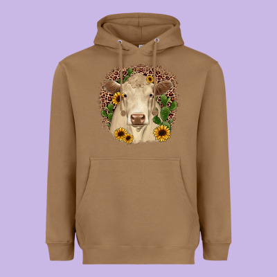 Charolais Leopard Cactus Sunflower Heavyweight Hoodie Designed By Jahusdesignshop