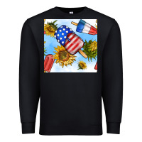 Black 4th of july sunflowers ice cream seamless pattern Premium Sweatshirt - BundleAndBundleShop
