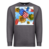 Charcoal Heather 4th of july sunflowers ice cream seamless pattern Premium Sweatshirt - BundleAndBundleShop