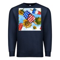 Navy 4th of july sunflowers ice cream seamless pattern Premium Sweatshirt - BundleAndBundleShop