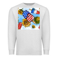 Oatmeal Heather 4th of july sunflowers ice cream seamless pattern Premium Sweatshirt - BundleAndBundleShop