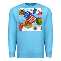 Ocean Blue 4th of july sunflowers ice cream seamless pattern Premium Sweatshirt - BundleAndBundleShop