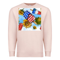 Pale Pink 4th of july sunflowers ice cream seamless pattern Premium Sweatshirt - BundleAndBundleShop