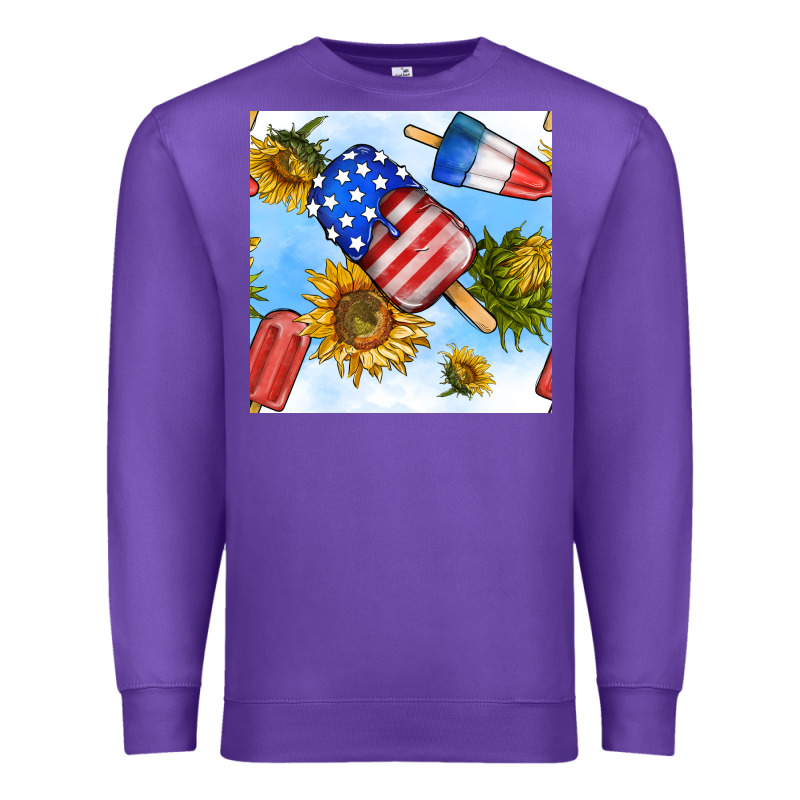 4th Of July Sunflowers Ice Cream Seamless Pattern Premium Sweatshirt by BundleAndBundleShop | Teevron