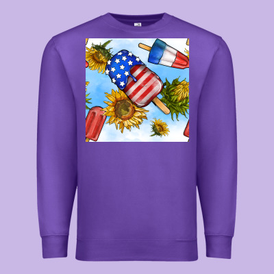 4th Of July Sunflowers Ice Cream Seamless Pattern Premium Sweatshirt Designed By Bundleandbundleshop