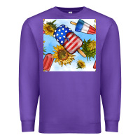 Purple 4th of july sunflowers ice cream seamless pattern Premium Sweatshirt - BundleAndBundleShop