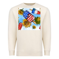 Sandshell 4th of july sunflowers ice cream seamless pattern Premium Sweatshirt - BundleAndBundleShop